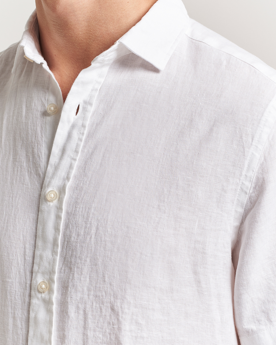 Mies | Kauluspaidat | Charles Tyrwhitt | Pure Linen Short Sleeve Slim Fit Shirt White