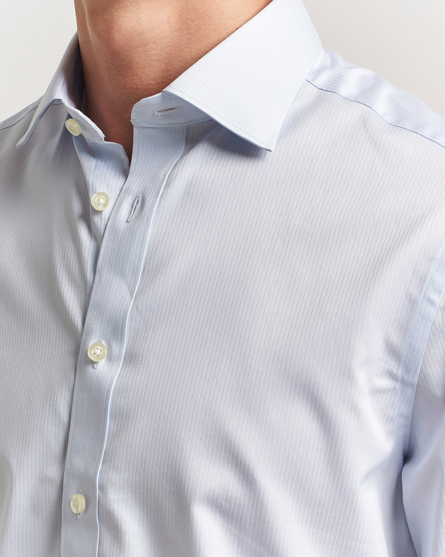 Mies | Kauluspaidat | Charles Tyrwhitt | Egyptian Cotton Weave Stripe Shirt Ice Blue