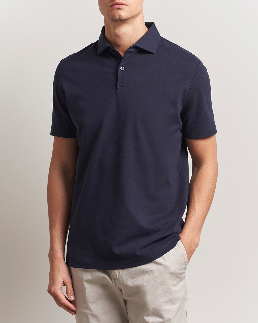 Mies | Pikeet | Charles Tyrwhitt | Short Sleeve Cotton Pique Polo Navy