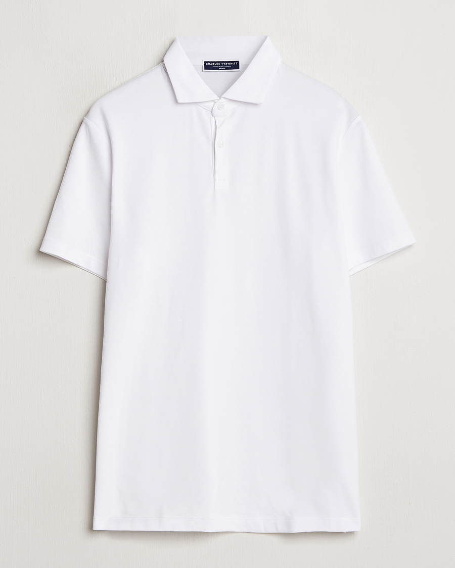 Mies | Pikeet | Charles Tyrwhitt | Short Sleeve Cotton Pique Polo White