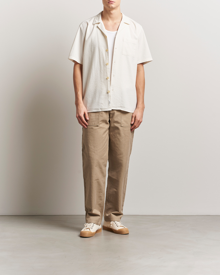 Mies | Kauluspaidat | Forét | Hush Short Sleeve Seersucker Shirt Cloud