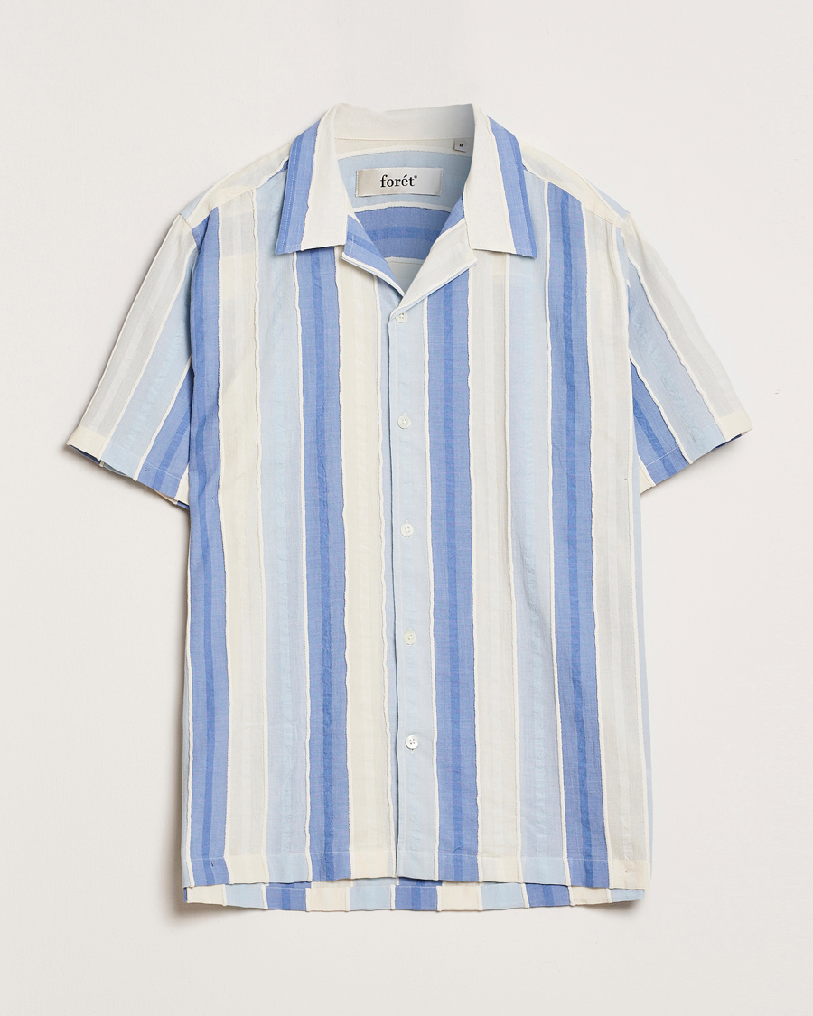 Mies | Kauluspaidat | Forét | Peer Jaquard Short Sleeve Shirt Blue