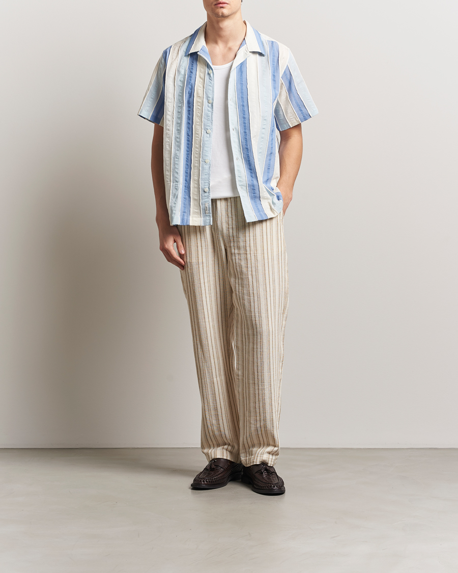 Mies | Kauluspaidat | Forét | Peer Jaquard Short Sleeve Shirt Blue