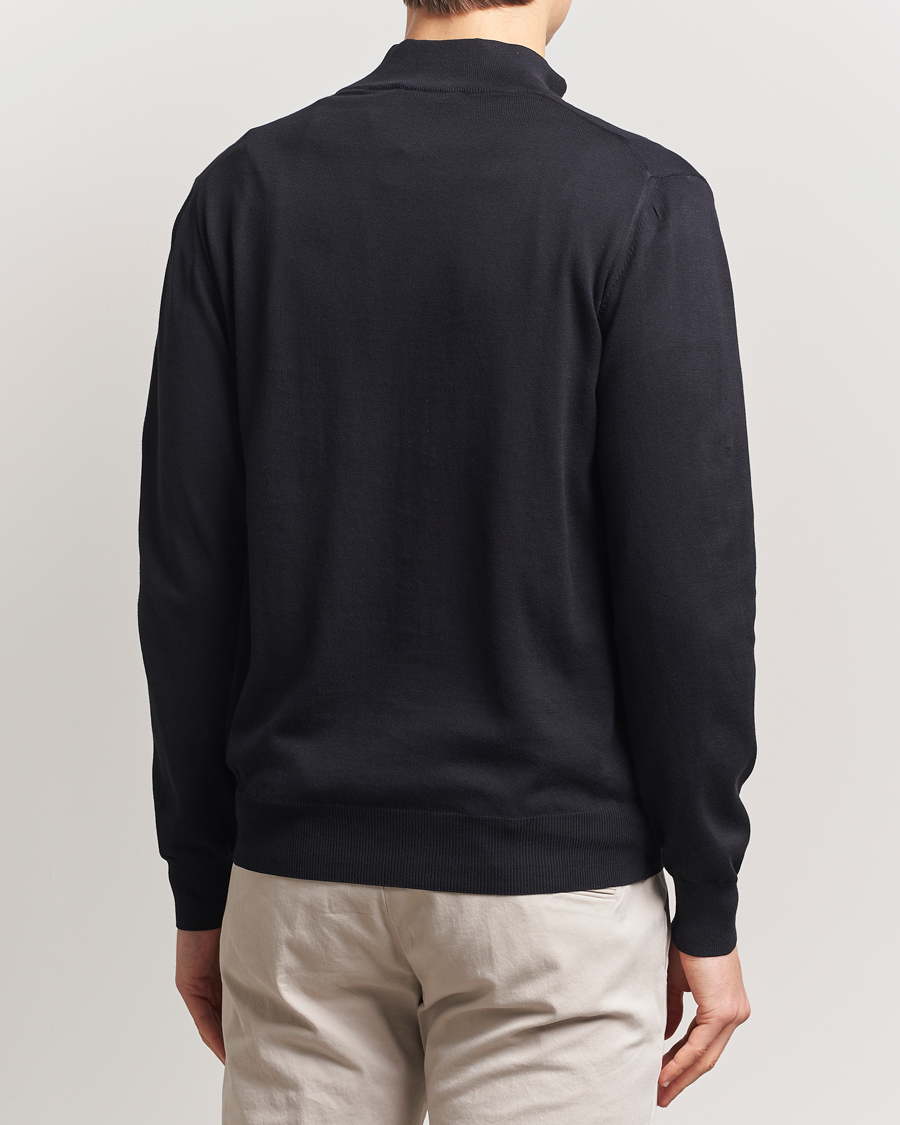 Mies | Puserot | Canali | Cotton Half Zip Black