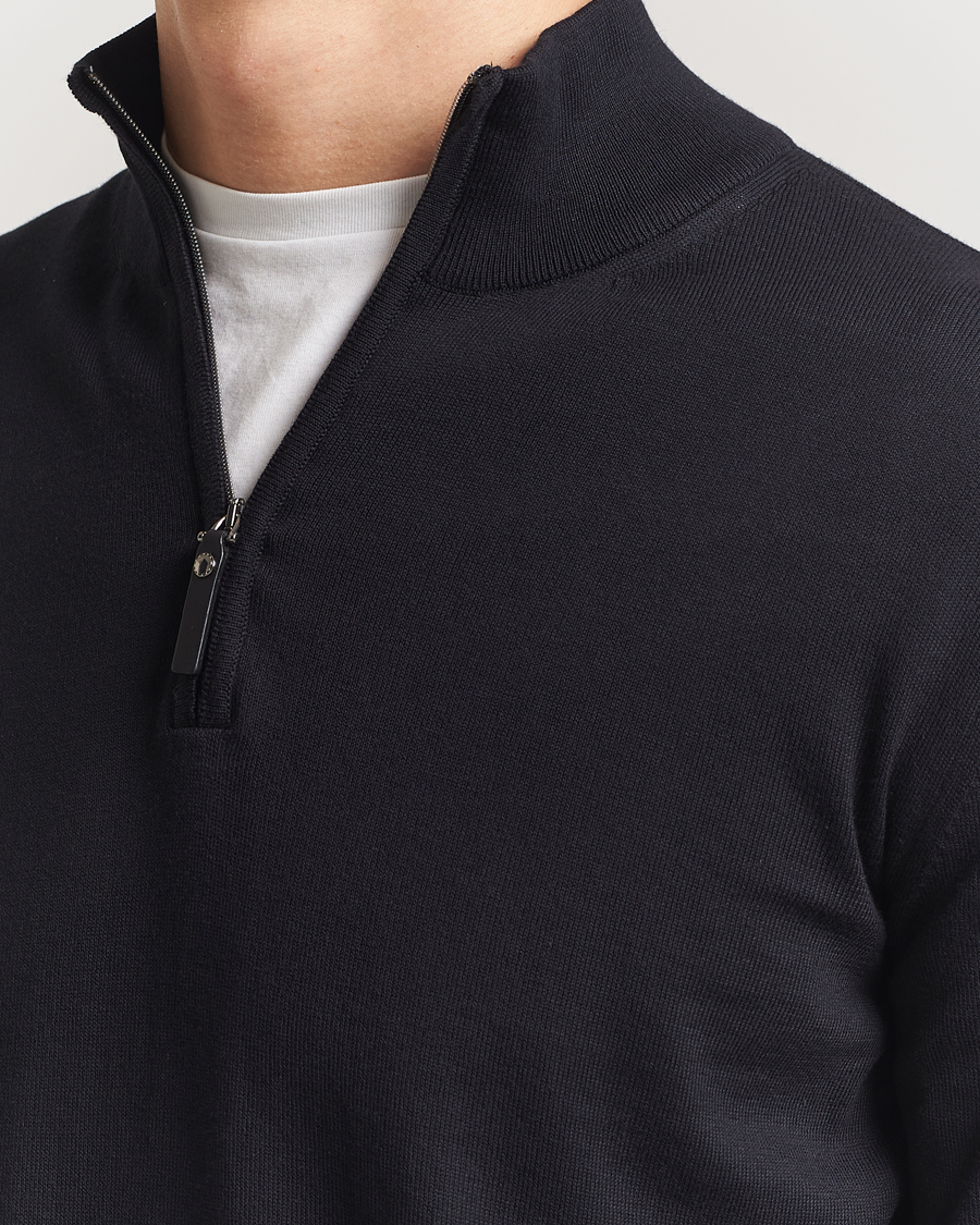 Mies | Puserot | Canali | Cotton Half Zip Black