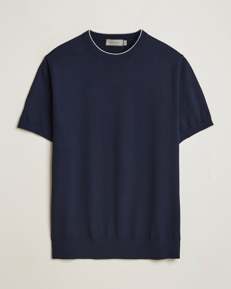 Mies | T-paidat | Canali | Contrast Short Sleeve T-Shirt Navy