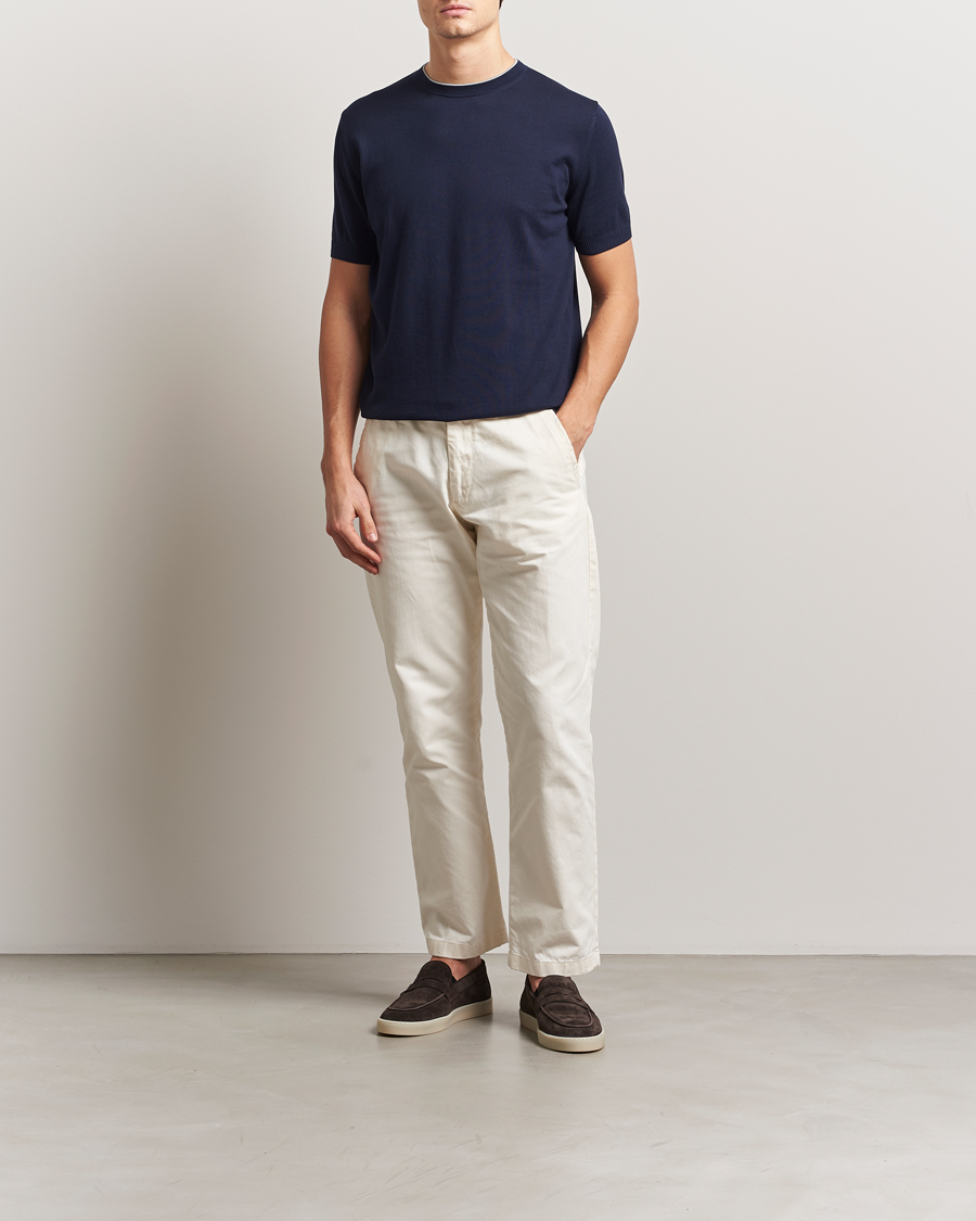 Mies | T-paidat | Canali | Contrast Short Sleeve T-Shirt Navy