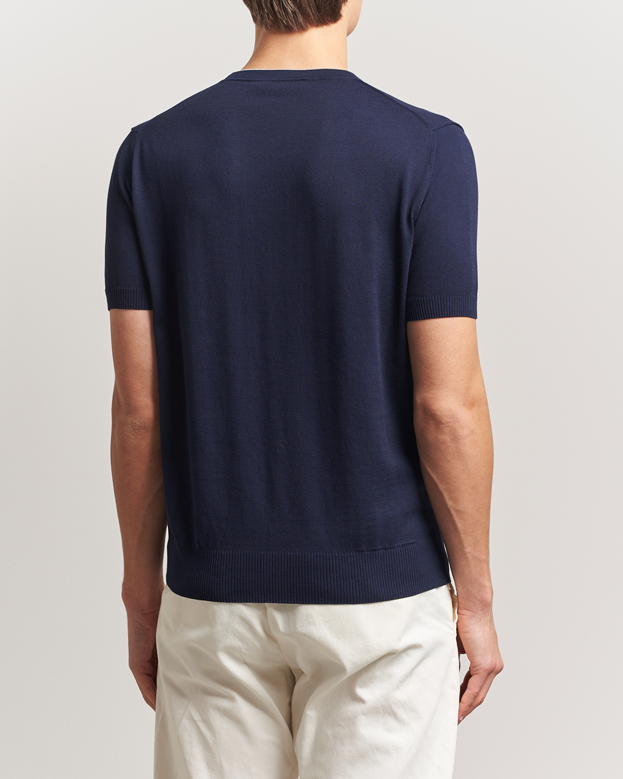 Mies | T-paidat | Canali | Contrast Short Sleeve T-Shirt Navy