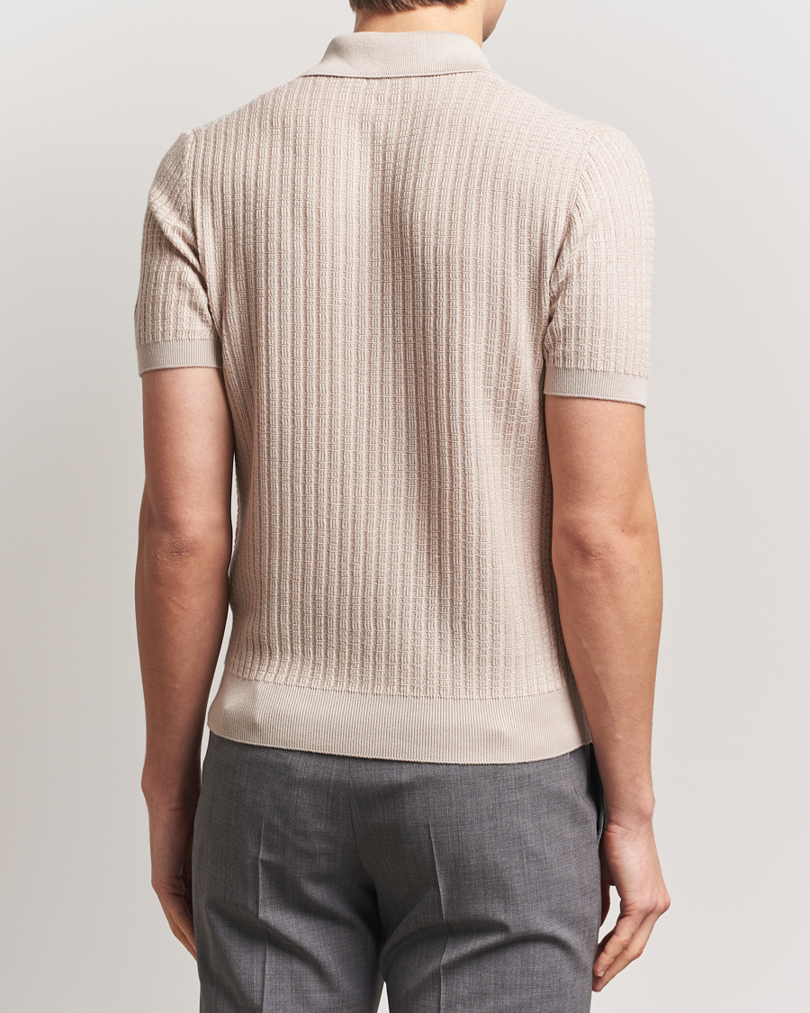 Mies | Pikeet | Canali | Jacquard Short Sleeve Polo Beige