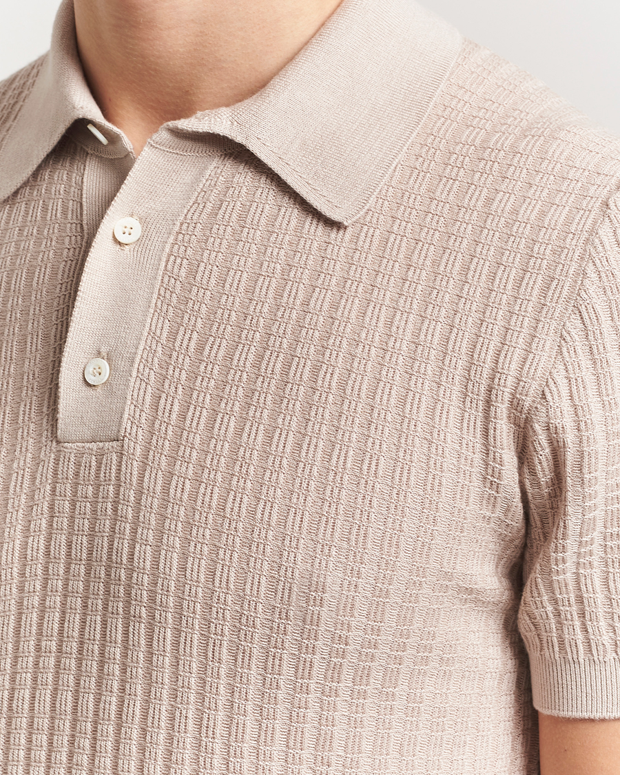 Mies | Pikeet | Canali | Jacquard Short Sleeve Polo Beige