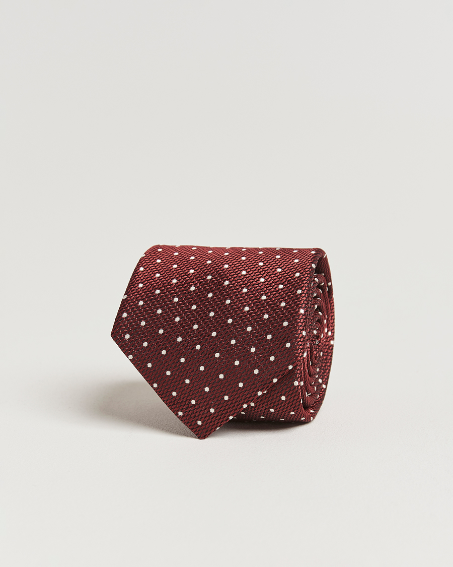 Mies | Canali Micro Dot Silk Tie Burgundy | Canali | Micro Dot Silk Tie Burgundy