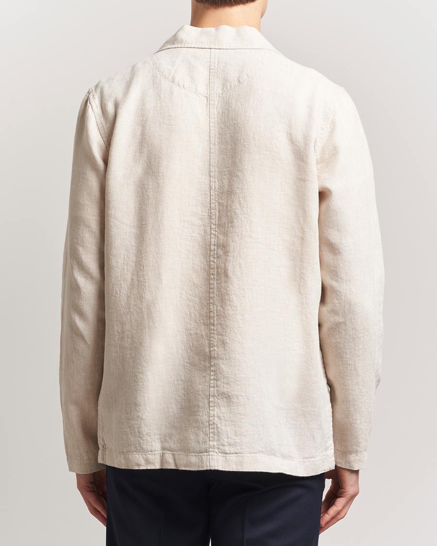 Mies | Kauluspaidat | KnowledgeCotton Apparel | Linen Overshirt Light Feather Grey