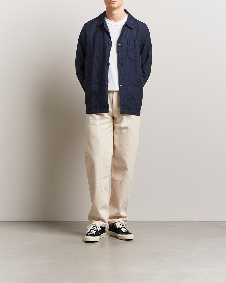 Mies | Kauluspaidat | KnowledgeCotton Apparel | Linen Overshirt Total Eclipse