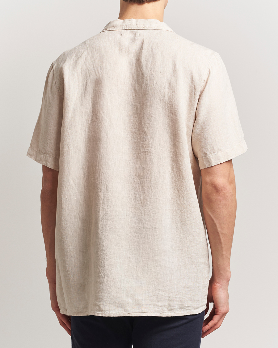 Mies | Kauluspaidat | KnowledgeCotton Apparel | Short Sleeve Linen Resort Shirt Light Feather Grey