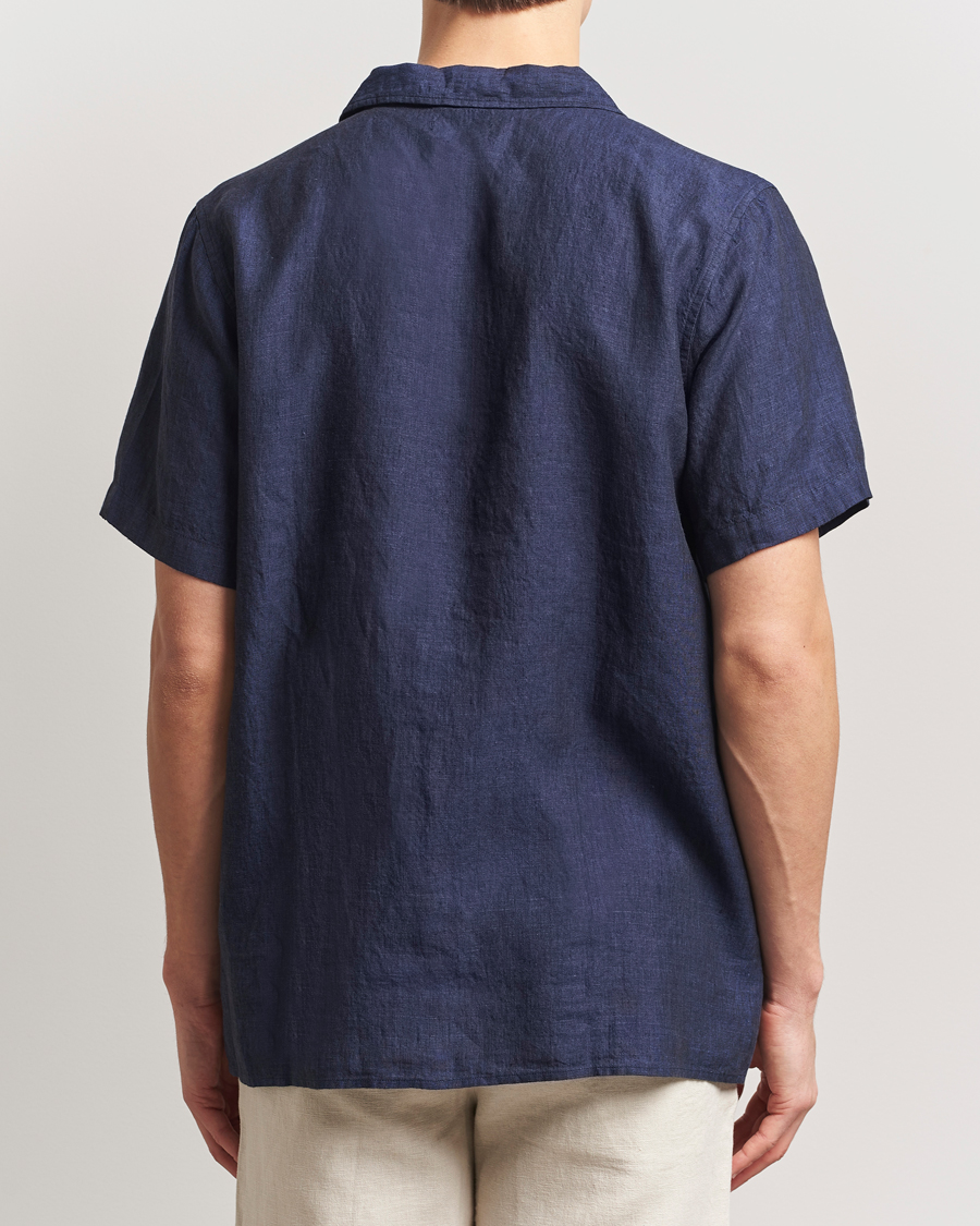 Mies | Kauluspaidat | KnowledgeCotton Apparel | Short Sleeve Linen Resort Shirt Total Eclipse
