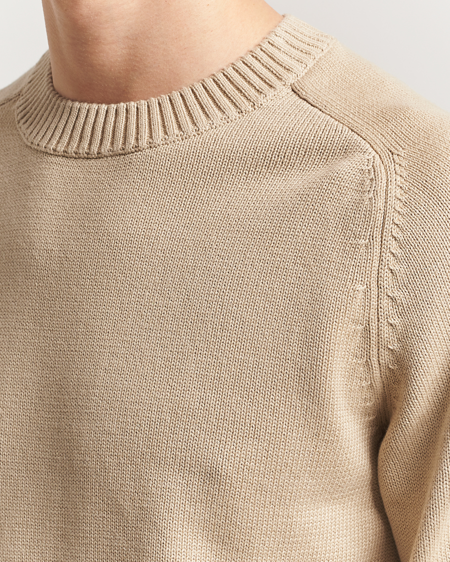 Mies | Puserot | KnowledgeCotton Apparel | Plain Knitted Cotton Crew Light Feather Grey