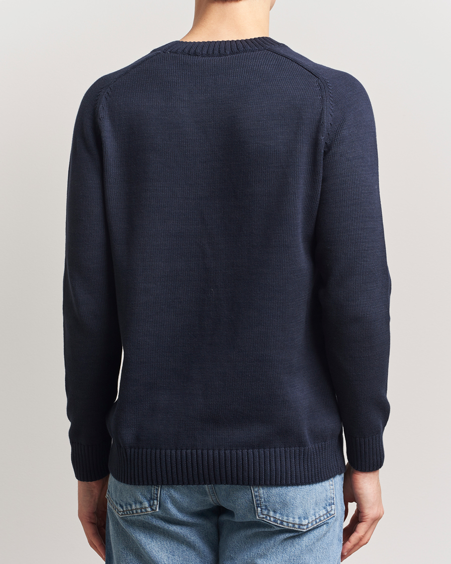 Mies | Puserot | KnowledgeCotton Apparel | Plain Knitted Cotton Crewneck Night Sky