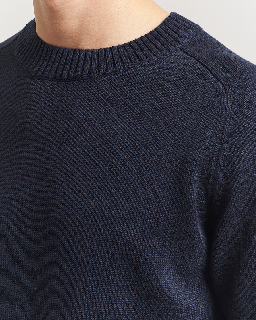 Mies | Puserot | KnowledgeCotton Apparel | Plain Knitted Cotton Crewneck Night Sky