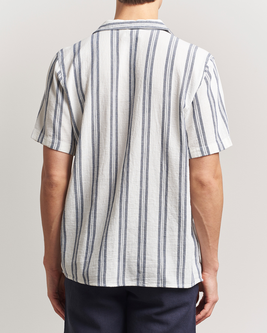 Mies | Kauluspaidat | KnowledgeCotton Apparel | Box Short Sleeve Stripe Shirt Blue