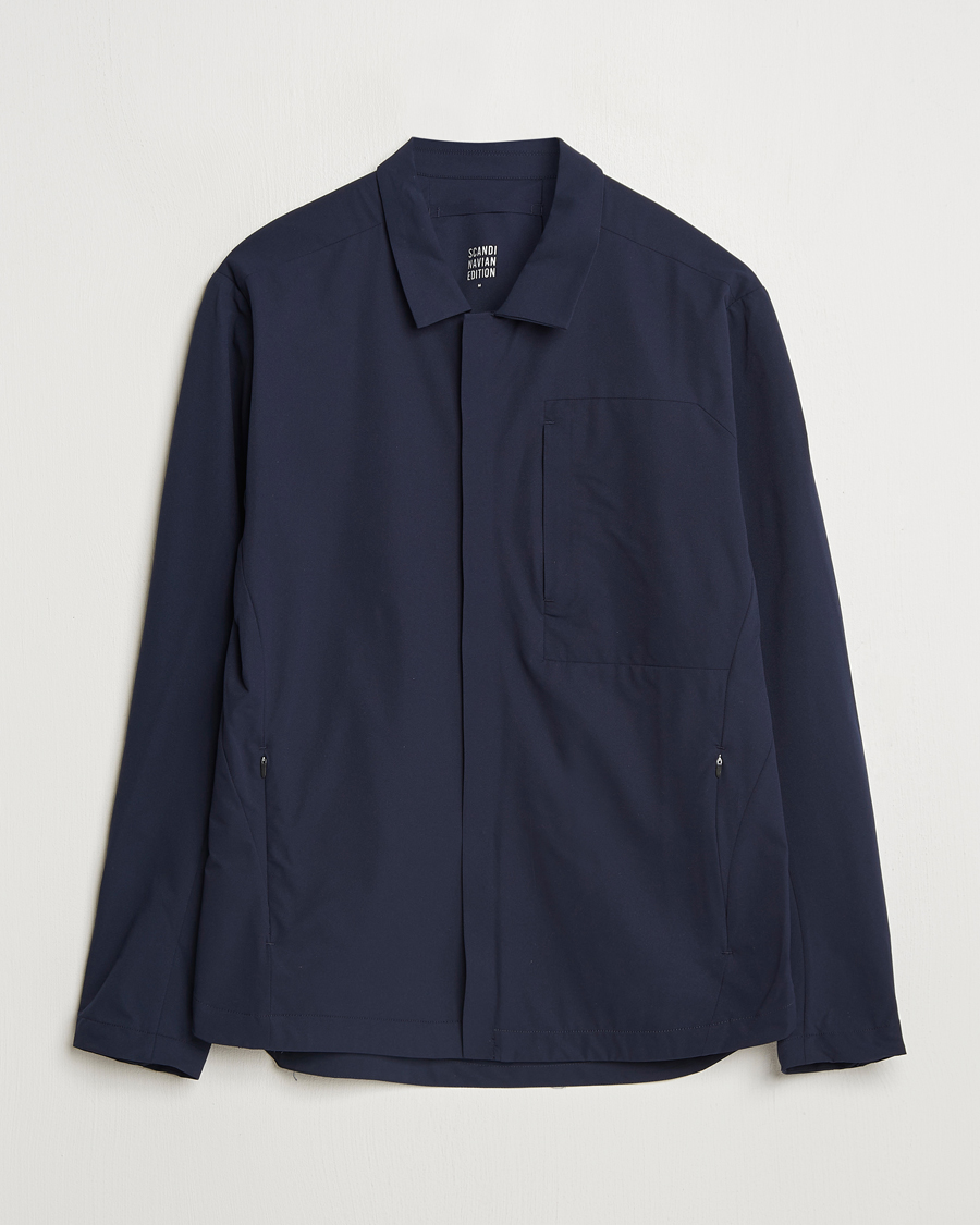 Mies | Takit | Scandinavian Edition | Merge II Stretch Shirt Jacket Navy Blue