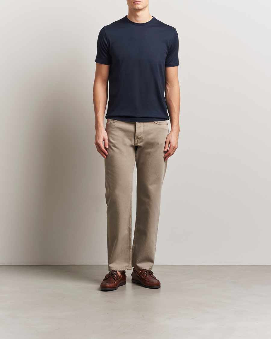 Mies | T-paidat | Sunspel | Crew Neck Q82 Cotton T-Shirt Midnight Navy