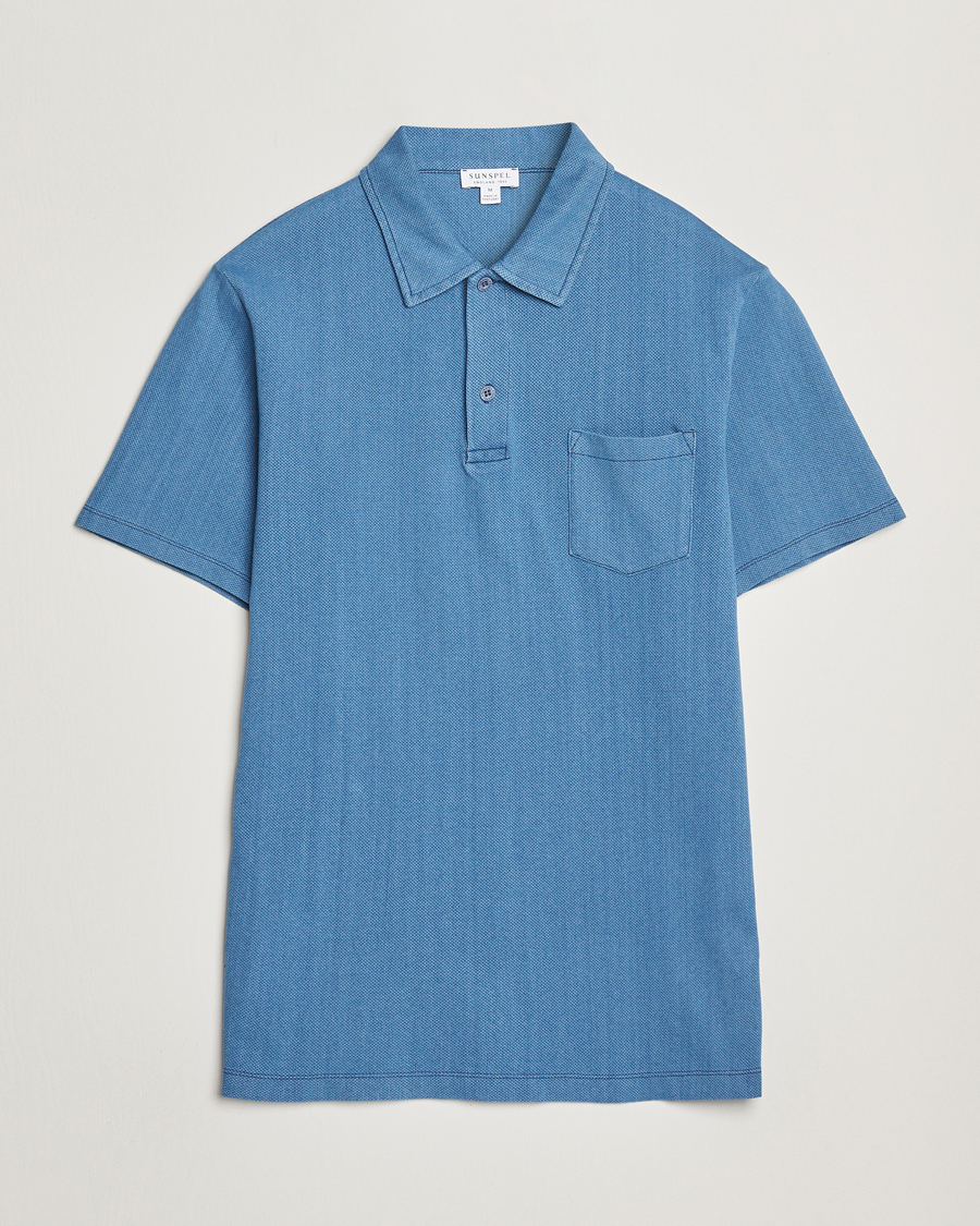 Mies | Pikeet | Sunspel | Riviera Polo Shirt Mid Indigo Wash