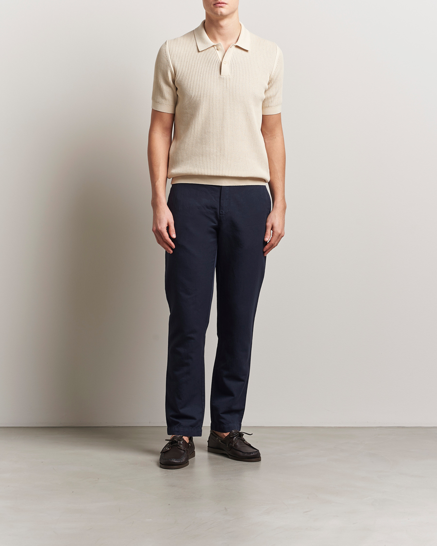 Mies | Pikeet | Sunspel | Mesh Knit Stitch Polo Ecru