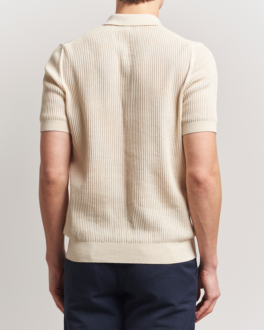 Mies | Pikeet | Sunspel | Mesh Knit Stitch Polo Ecru