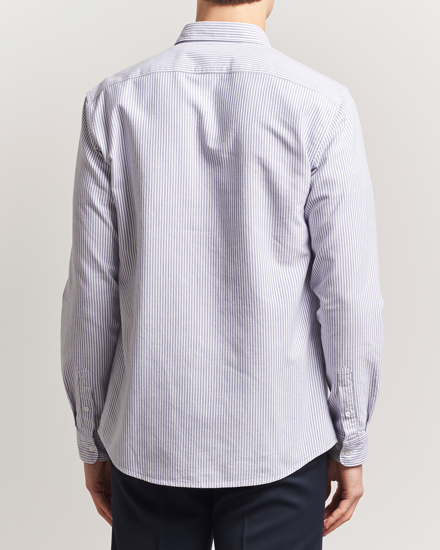 Mies | Kauluspaidat | Sunspel | Striped Oxford Button Down Shirt White/Navy