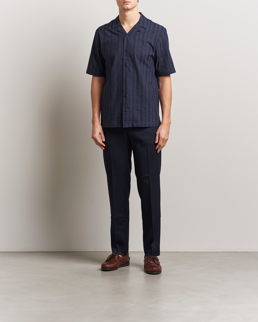 Mies | Kauluspaidat | Sunspel | Embroidered Cotton Camp Shirt Navy