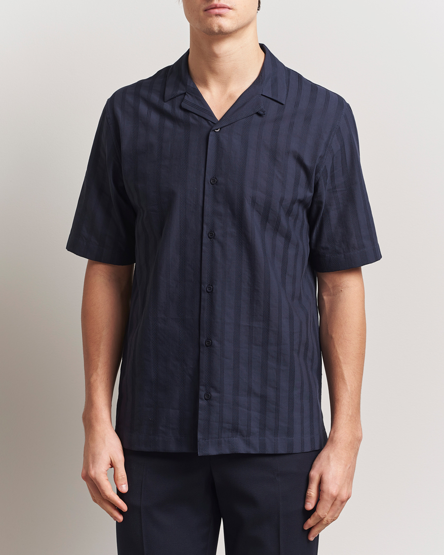 Mies | Kauluspaidat | Sunspel | Embroidered Cotton Camp Shirt Navy