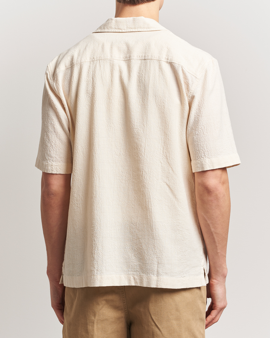 Mies | Kauluspaidat | Sunspel | Loose Weave Check Cotton Camp Shirt Ecru