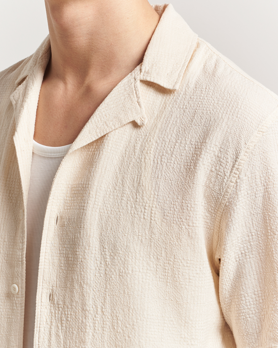 Mies | Kauluspaidat | Sunspel | Loose Weave Check Cotton Camp Shirt Ecru