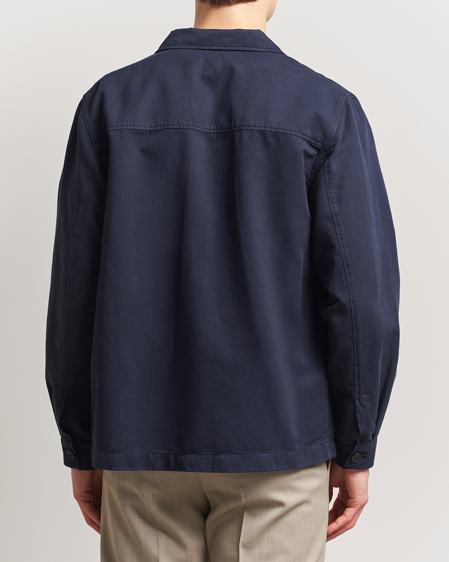 Mies | Kauluspaidat | Sunspel | Twin Pocket Cotton/Linen Jacket Navy