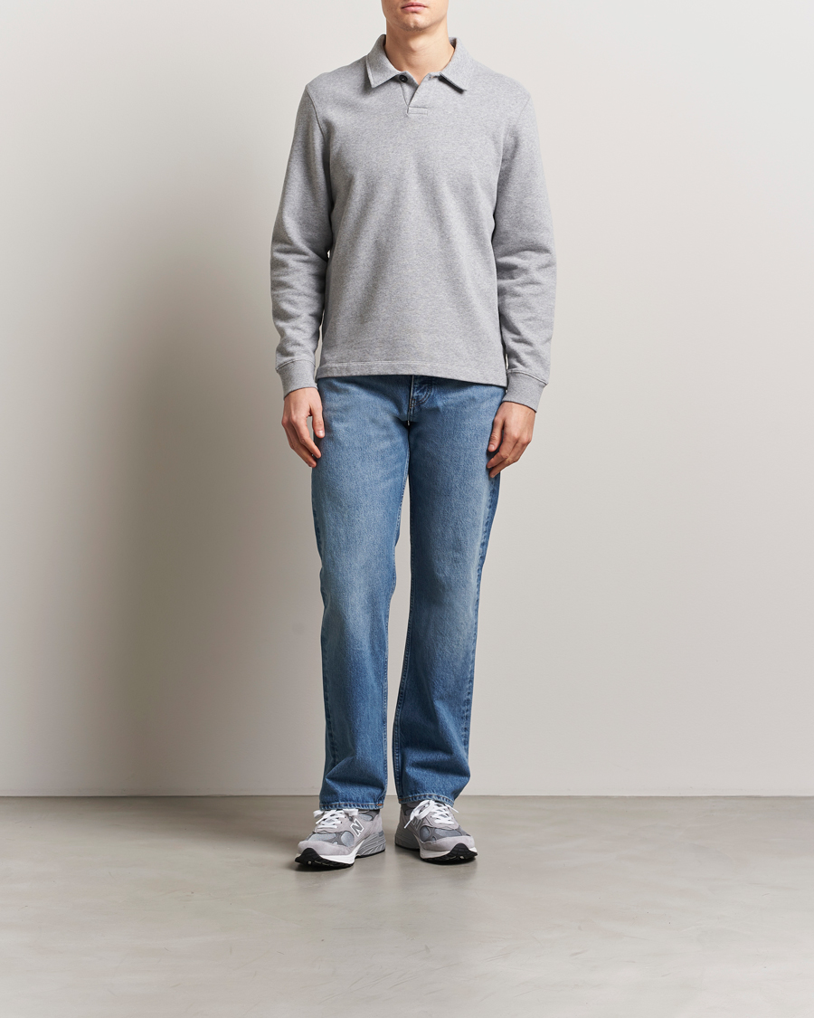 Mies | Puserot | Sunspel | Loopback Polo Sweatshirt Grey Melange