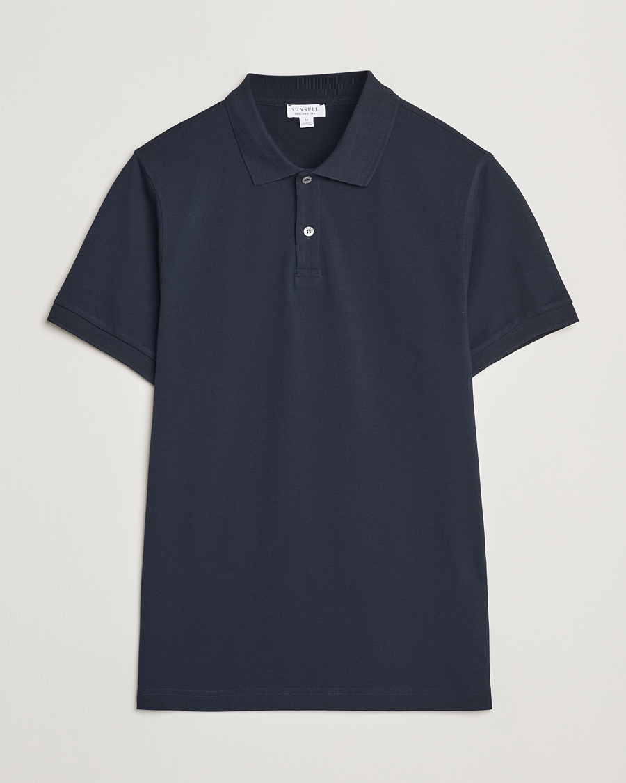 Mies | Pikeet | Sunspel | Supima Cotton Short Sleeve Pique Polo Midnight Navy
