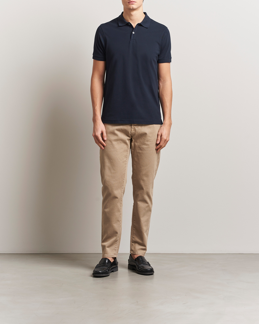 Mies | Pikeet | Sunspel | Supima Cotton Short Sleeve Pique Polo Midnight Navy