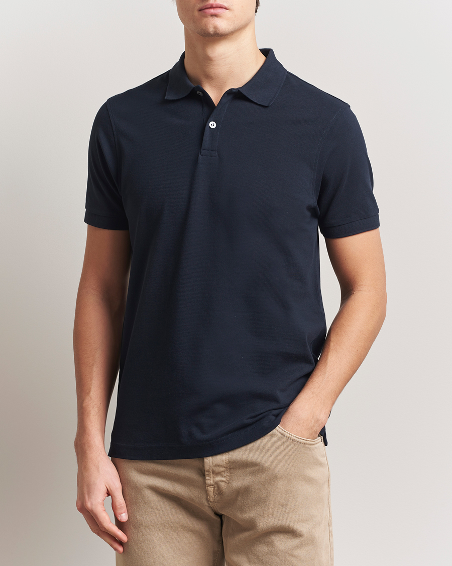 Mies | Pikeet | Sunspel | Supima Cotton Short Sleeve Pique Polo Midnight Navy