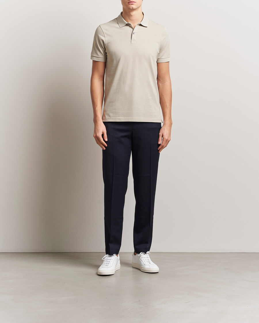 Mies | Pikeet | Sunspel | Supima Cotton Short Sleeve Pique Polo Ash Grey