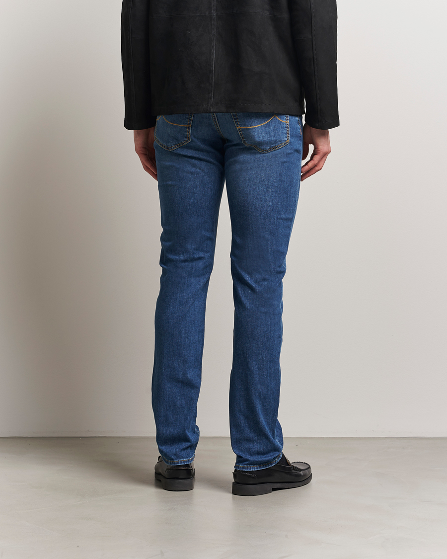 Mies | Farkut | Jacob Cohën | Bard Slim Fit Denim/Linen Jeans Mid Blue