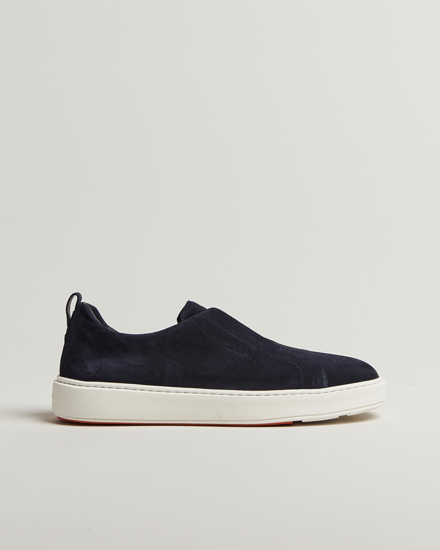 Mies | Tennarit | Santoni | Cleanic No Lace Sneakers Navy Suede