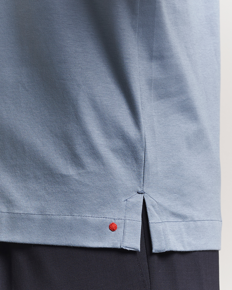 Mies | Pikeet | Kiton | Short Sleeve Jersey Polo Steel Blue