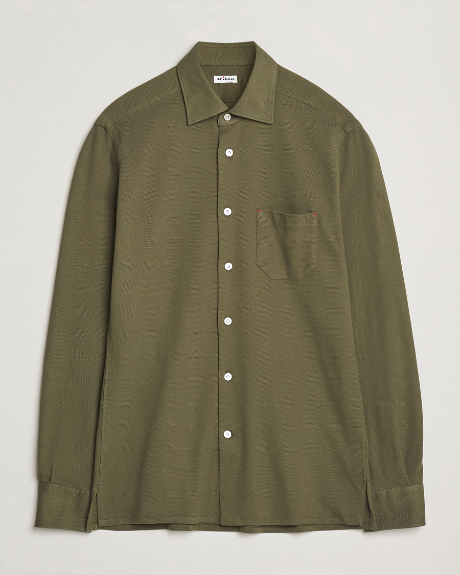 Mies | Kauluspaidat | Kiton | Jersey Piquet Shirt Militare