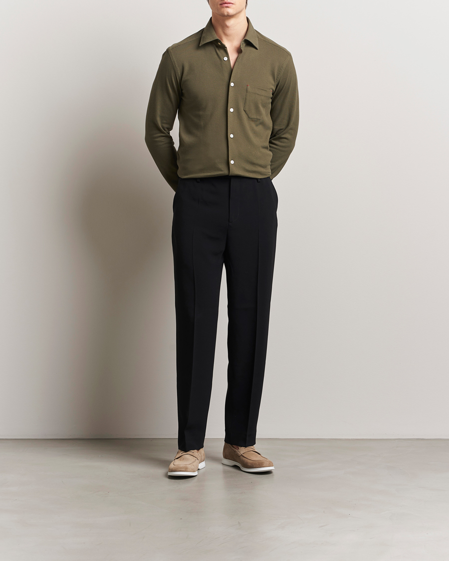 Mies | Kauluspaidat | Kiton | Jersey Piquet Shirt Militare