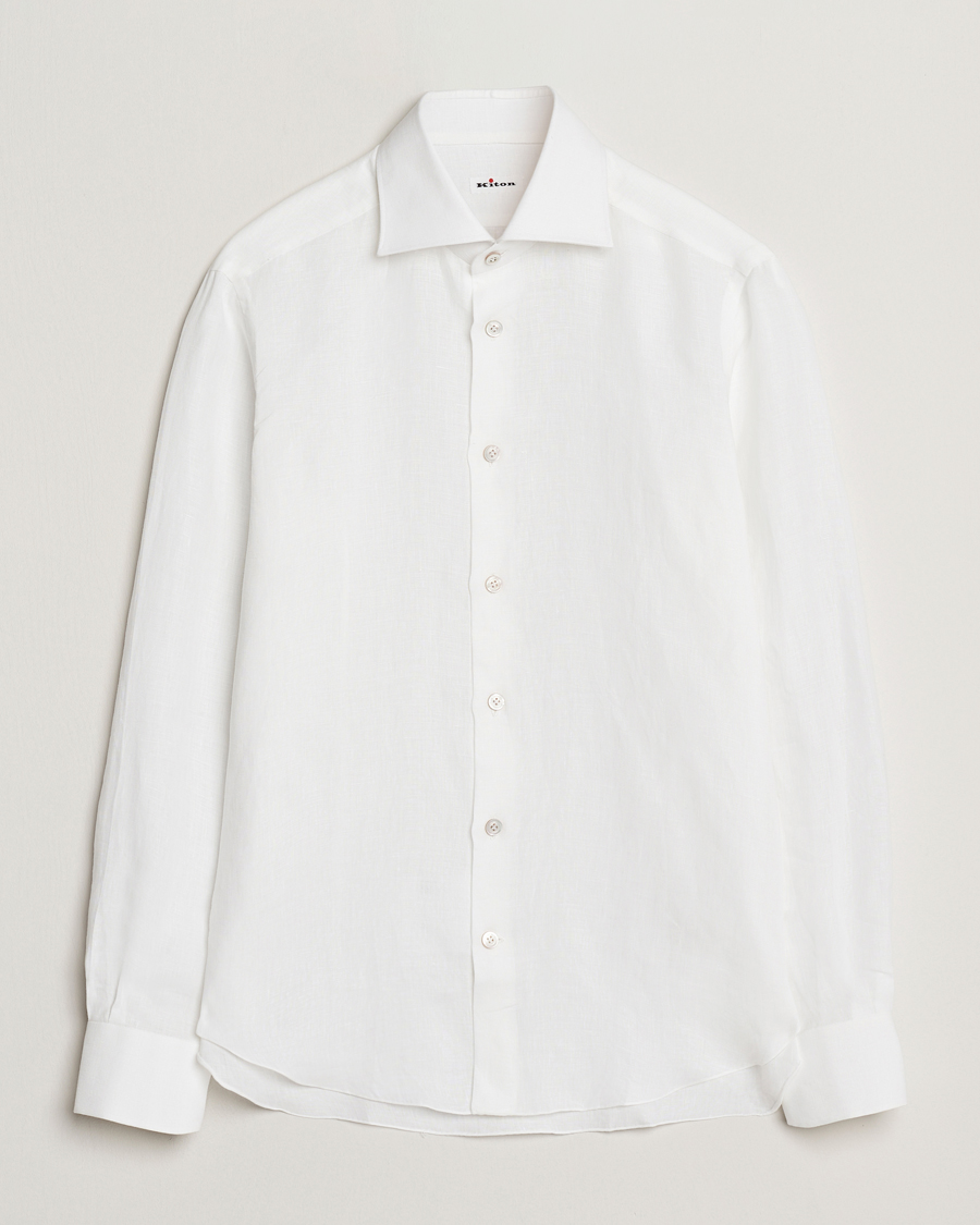 Mies | Kauluspaidat | Kiton | Linen Sport Shirt White
