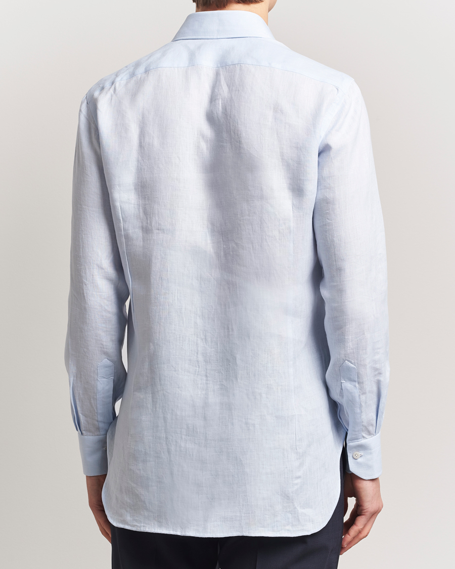 Mies | Kauluspaidat | Kiton | Linen Sport Shirt Light Blue