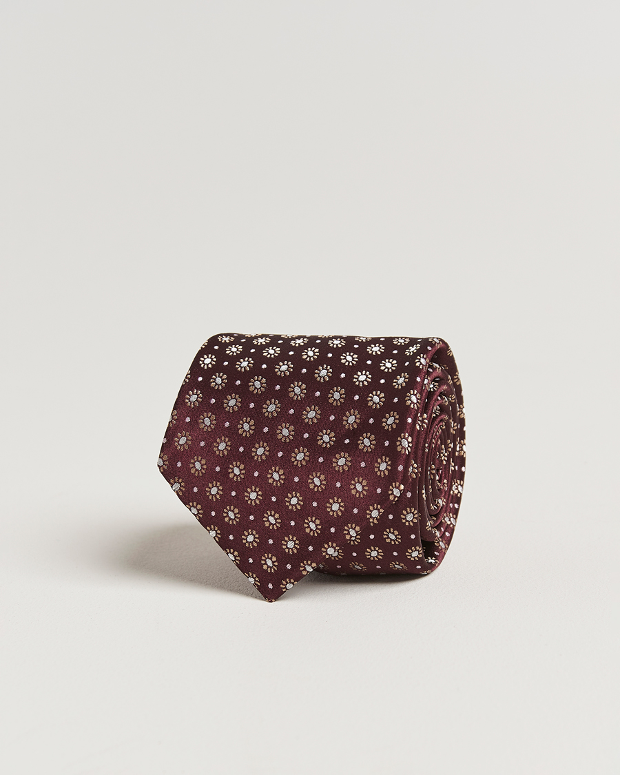 Mies | Kiton Flower Jacquard Silk Tie Brown | Kiton | Flower Jacquard Silk Tie Brown