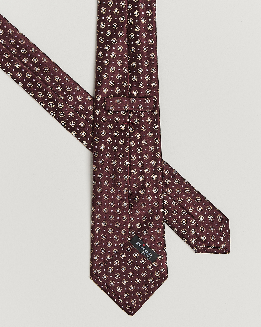 Mies | Kiton Flower Jacquard Silk Tie Brown | Kiton | Flower Jacquard Silk Tie Brown