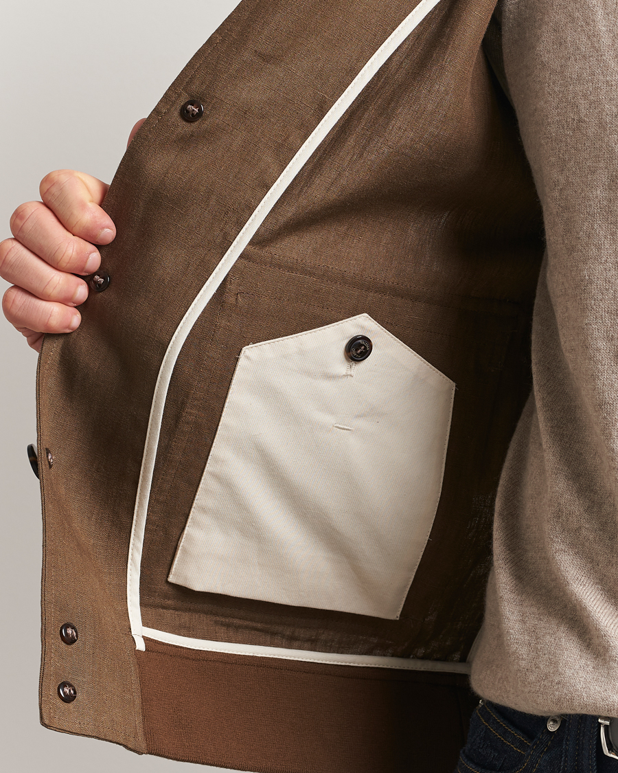 Mies | Takit | Valstar | Valstarino Linen Jacket Brown