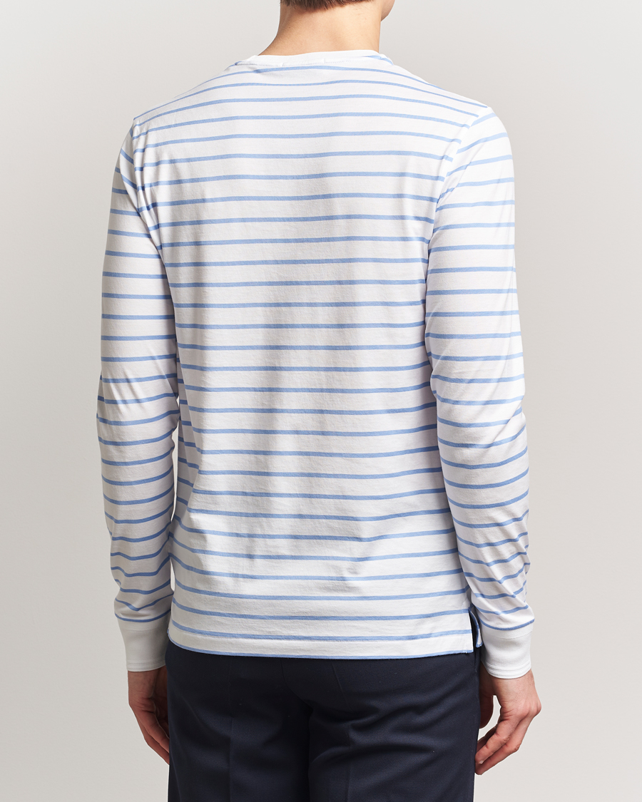 Mies | T-paidat | Ralph Lauren Purple Label | Long Sleeve Striped T-Shirt White/Cornflower
